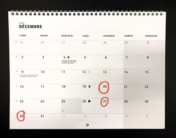Horaires et traitements de fin d&#039;année 2019